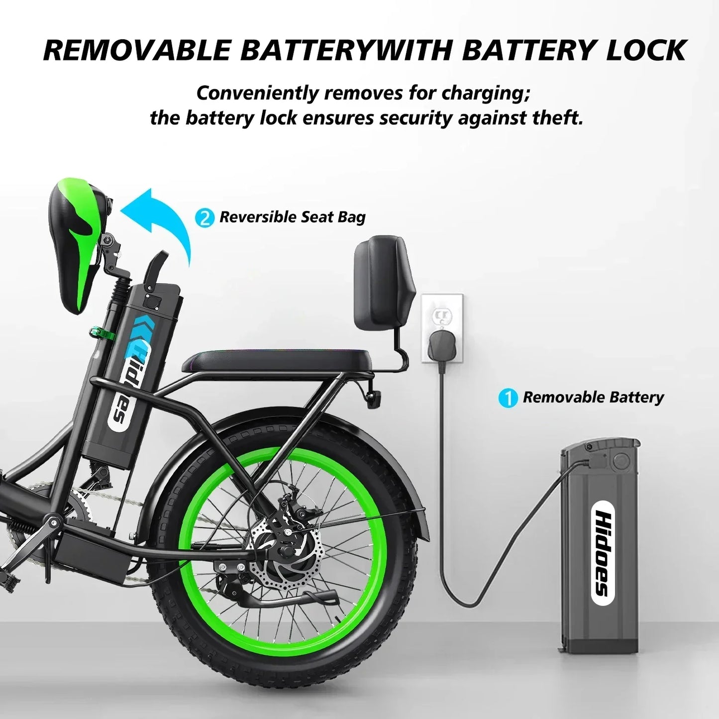 Hidoes C1 Electric Bike 750W Motor 48V13AH Lithium Battery All terrain Aldult E-bike 20-inch Tire City Folding Electric Bicycle