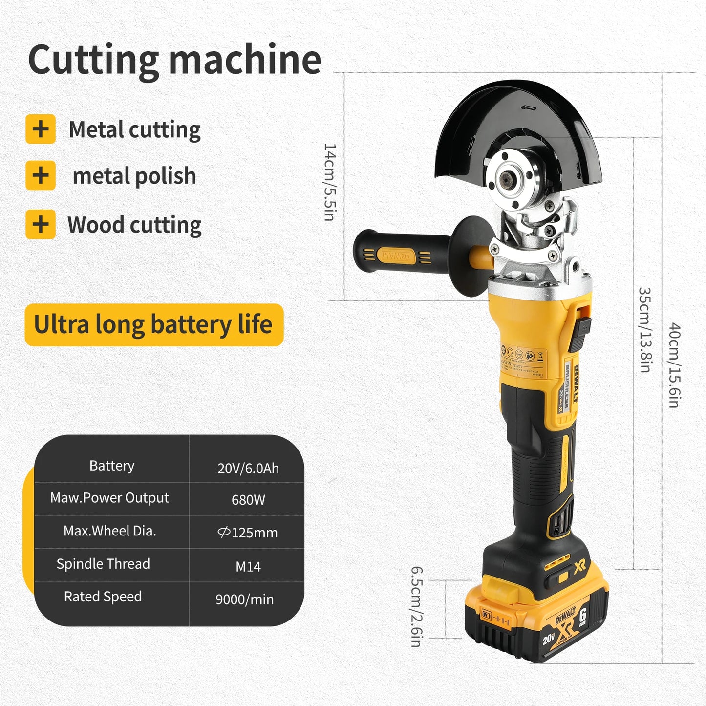 DEWALT DCG405FN 125MM lithium charging angle grinder multifunctional cutting machine wireless polishing machine