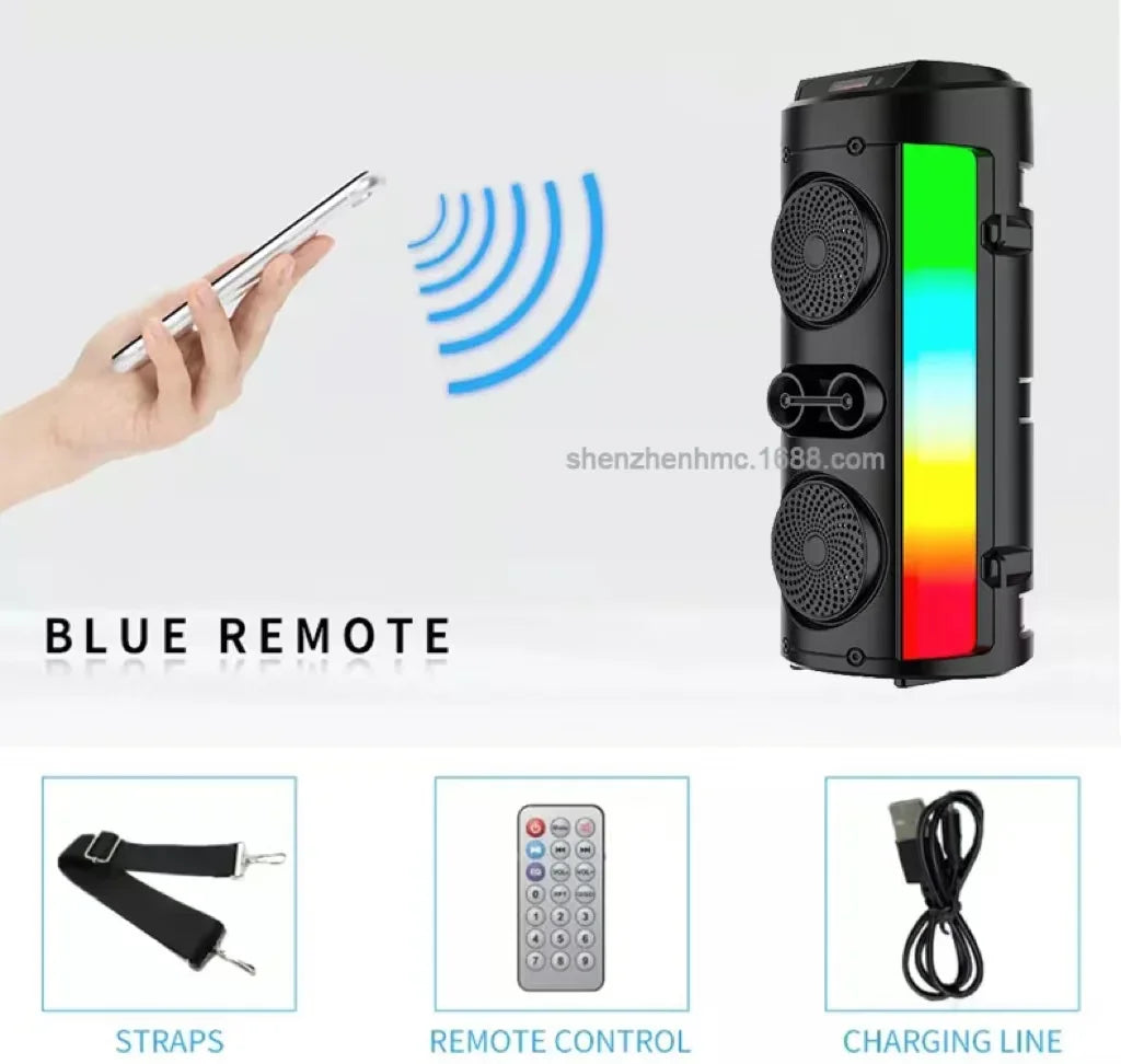 Portable Wireless Bluetooth Speaker Home Karaoke Speaker 3D Surround Sound Subwoofer Outdoor Solar Charging Speaker Music Center