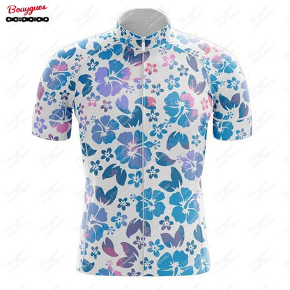 15 Styles Floral Cycling Jersey for Men Short Sleeve Reflective MTB Maillot Downhill Pro Team Mountain Bicycle Clothing Summer Torange