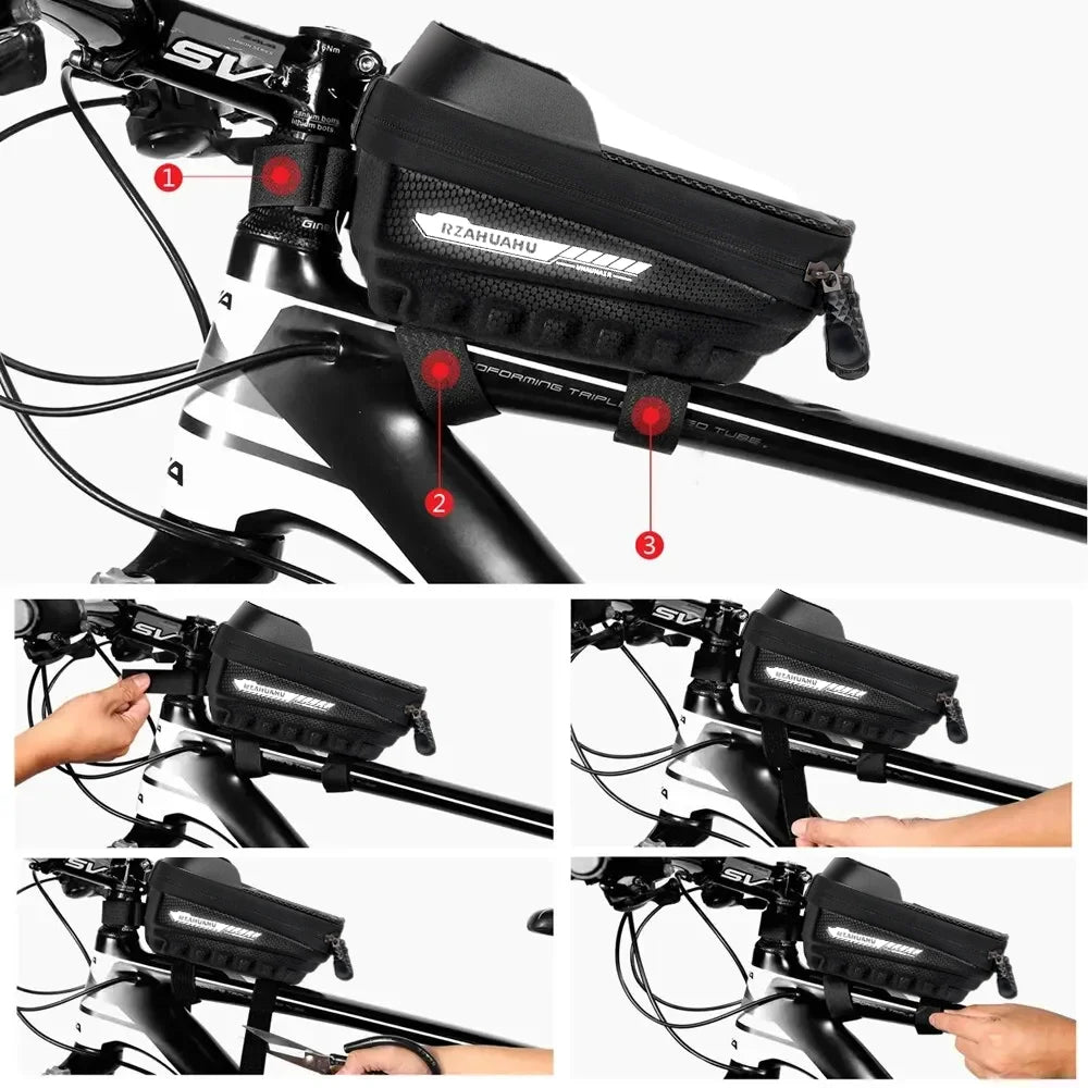 Bicycle Bag Cycling Top Front Tube Frame Bag Waterproof 9.18 Inches Phone Storage Touch Screen MTB Road Bags Cycling Accessories