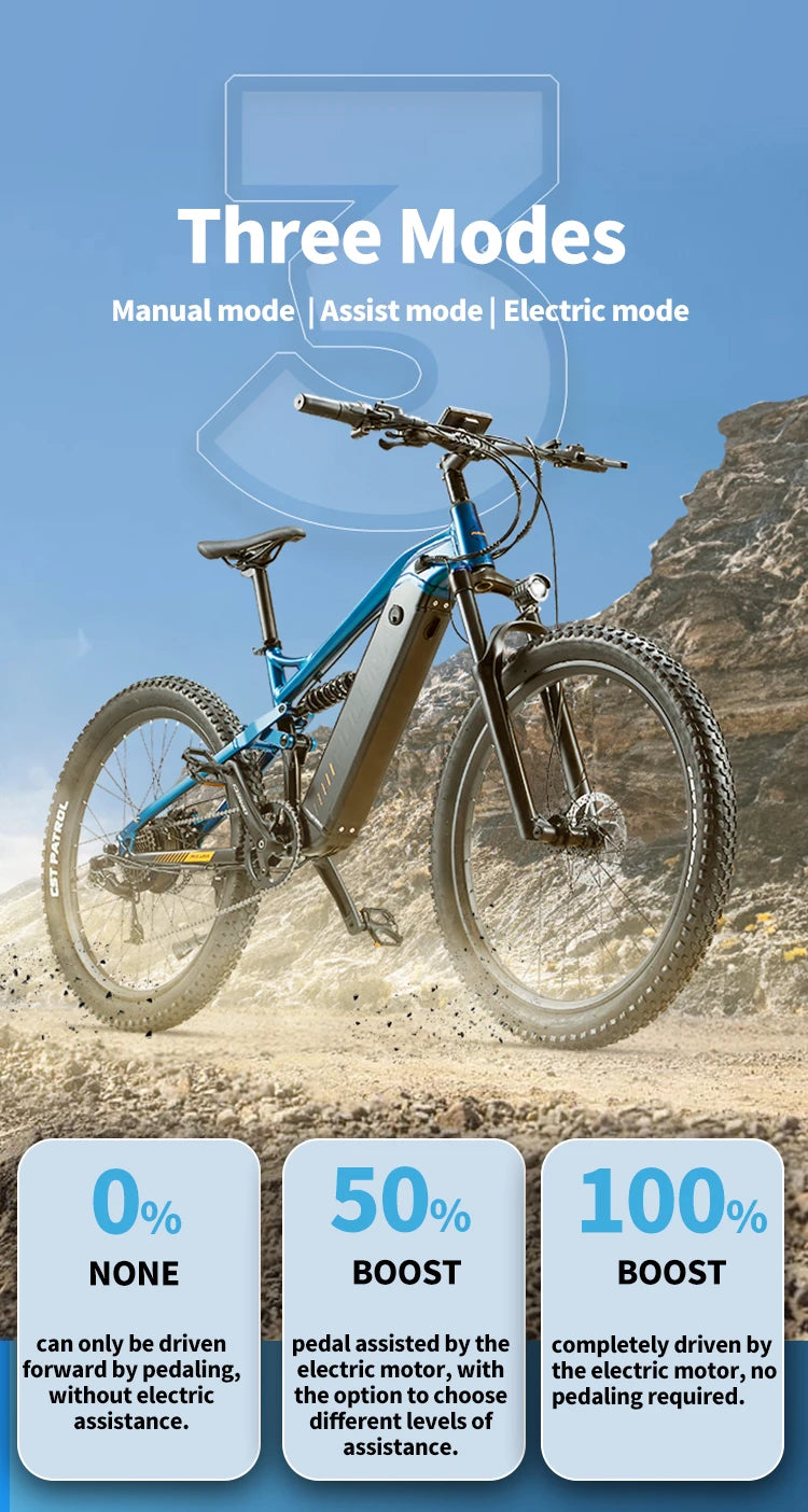 PH001 Electric Bicycles Peak 1000W Motor 48V 20AH Battery Off-Road VTT Electric Mountain Bike 27.5 Inch Fat Tire Electric Bikes