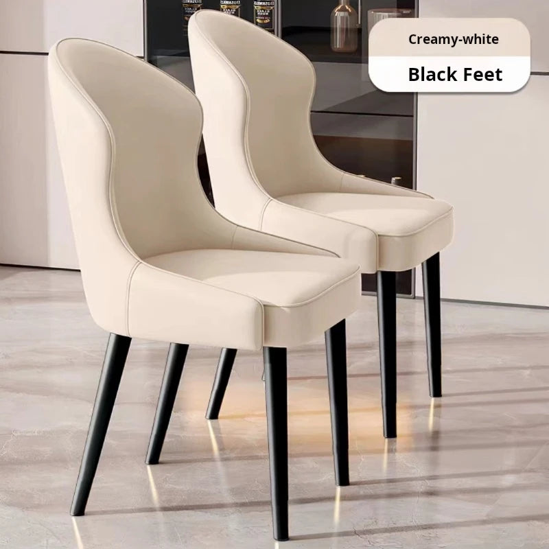 Luxury leather dining chair Relaxing negotiation Cafe chair Design Hotel soft backrest stool room vanity chair home furniture