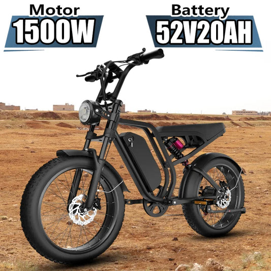 Electric Bike BLUVALL SU8 1500W Powerful Motor 52V20AH Removable Battery E-bike Hydraulic Brake 20*4 Inch Fat Tire Electric Bike Torange
