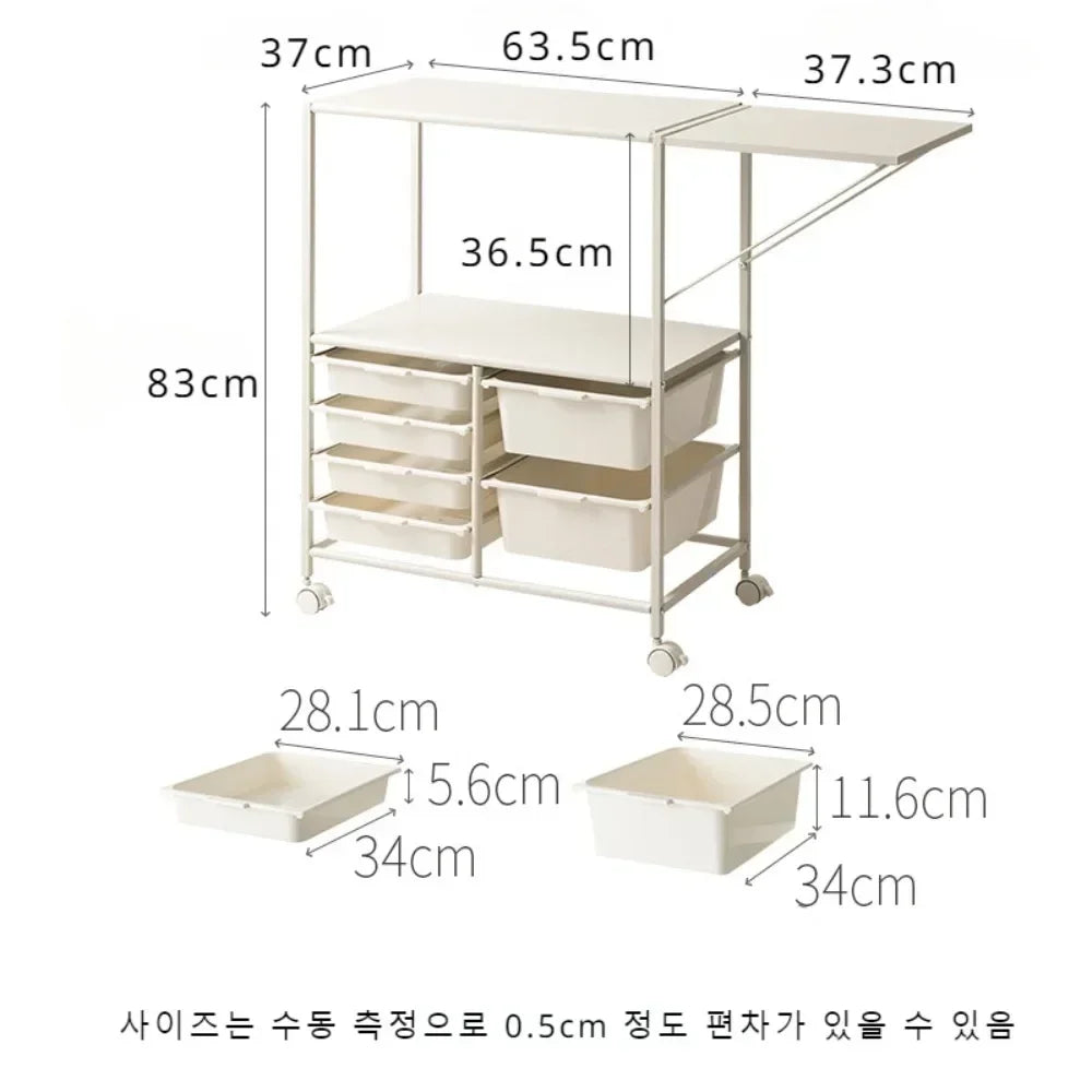Multi Layer Kitchen Cart Side Cabinets Moving Cabinet Multi-Functional Fold Extension Design Handcart  Microwave Storage Cart