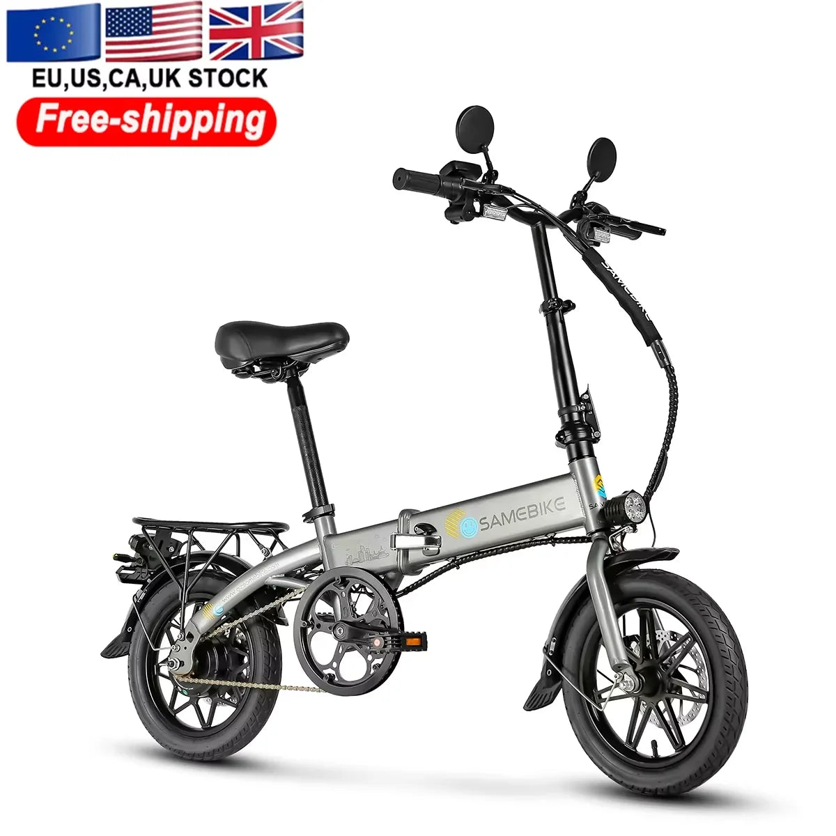 E-Bike SAMEBIKE YINYU14-T 350W Motor 36V7.8AH Lithium Battery City Commuting Electric Bicycle Adult 14 Inch Tire Electric Bi Torange