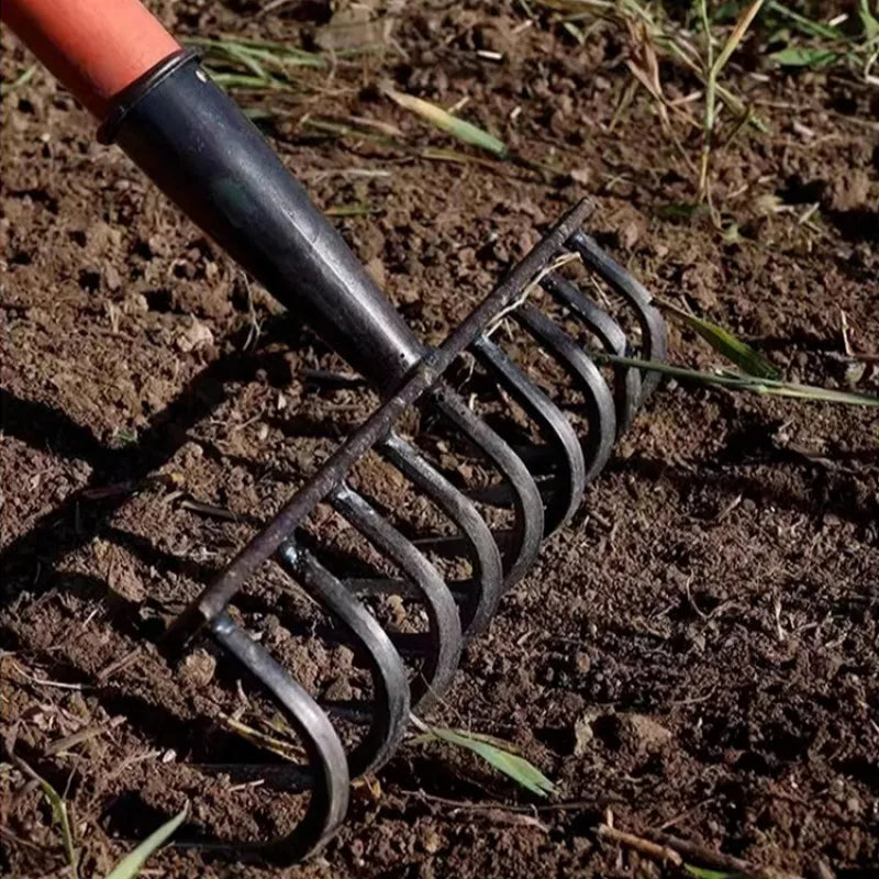 Laborsaving Manganese Steel Ninetooth Nail Rake Weeding Hoe Rake Nail Harrow Metal Harrow Gardening Agricultural Tool
