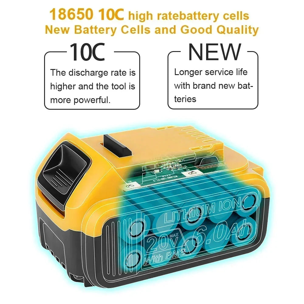 100% Original DCB200 12.0Ah Replacement 20V Battery For Dewalt  replacing lithium batteries 18V DCB184 DCB206 DCB205 DCB204-2
