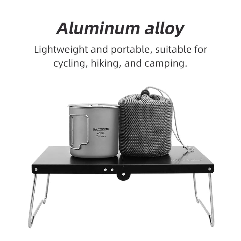 PACOONE Ultralight Mini Folding Table,Outdoor Camping Table with Aluminum Alloy Material for Family Outdoor Picnic Dinner BBQ