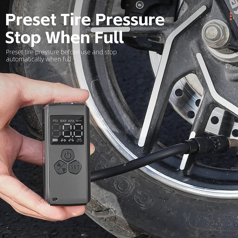 WEST BIKING Mini Electric Bike Pump 150PSI Powerful Air Compressor Pressure Display Car Motocycle MTB Road Bike Tire Inflator
