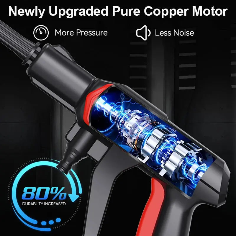 EAFC100Bar Portable High Pressure Washer Car Water Gun Lithium Battery Charging Cleaner for Garden Irrigation Spray Gun Home Gar Torange