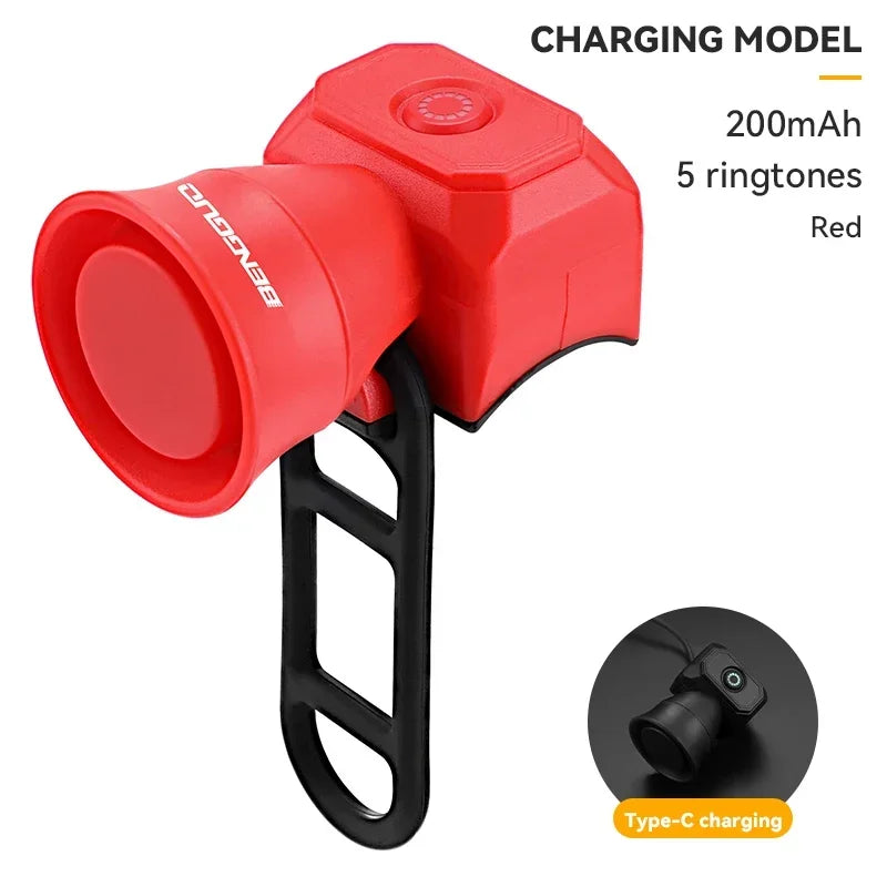 5 Mode Bike Electric Bell Horn Cycling USB Charging Motorcycle Ring Antitheft Waterproof Alarm Mountain Road Bicycle Accessories Torange