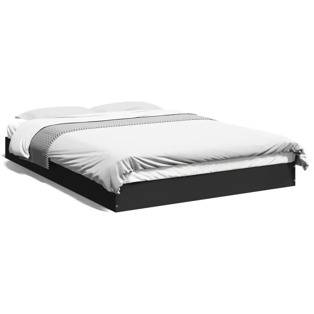 Black Small Wooden Double Bed Frame 120x190 cm
