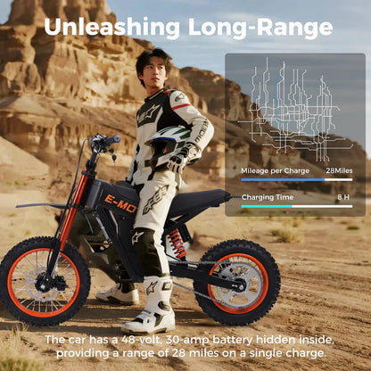 Electric Bike E-MOTO Y01 3000W Powerful Motor 48V30AH Battery Off-Road Electric Motorcycle 14/12 Inch Tires All-Terrain E-Bike Torange