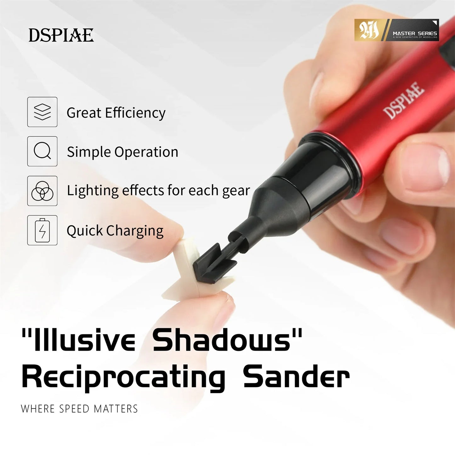 DSPIAE DIY ES-A Plastic Model Electric Reciprocating Sander USB Charge Grinding Pen Sanding Heads Sandpaper Military Craft Tools
