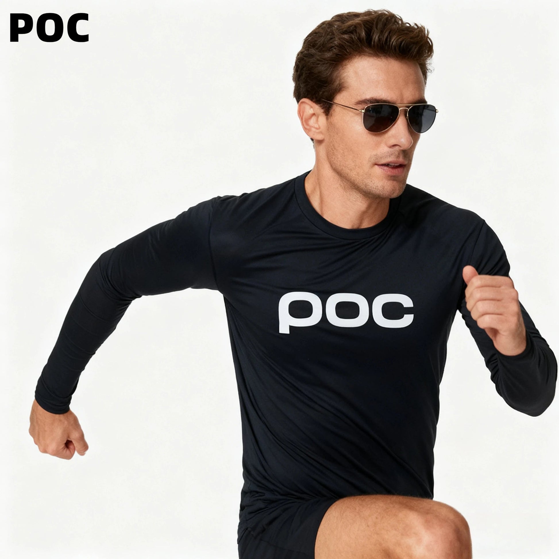 POC Long-sleeved sportswear DH Cycling Clothing Motorcycle T-Shirt Marathon running quick-drying sweat-absorbing sportswear Torange