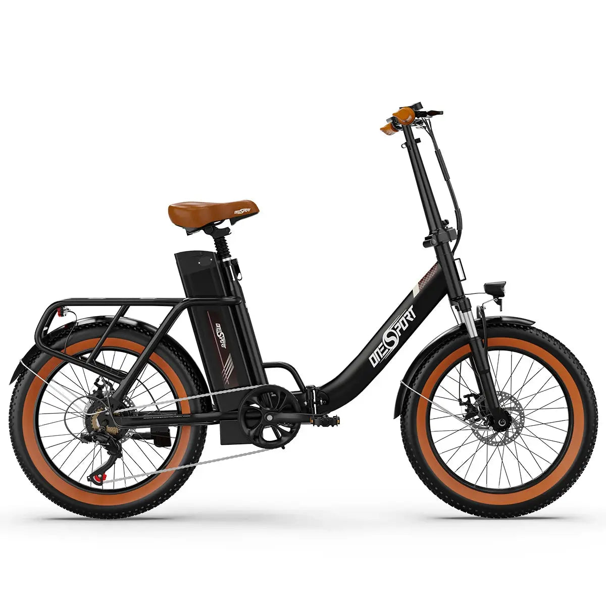 ONESPORT OT16-2 Folding E-Bike, 20'' Tires, 250W Motor, 48V 17Ah Battery, Shimano 7-Speed, 25km/h, Disc Brakes Torange
