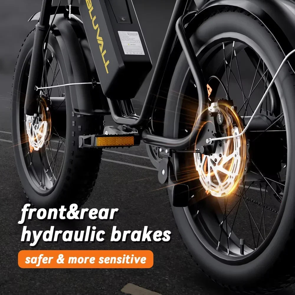 E-bike BLUVALL K10 2000W Brushless Dual Motor 52V43AH Dual Battery Hydraulic Brake Snow E-Bicycle 20 Inch Fat Tire Electric Bike Torange