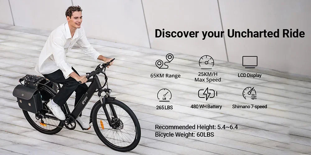 Electric Bicycle DYU C5 350W Brushless Motor 48V10AH Built-in Lithium Battery E-bike 27.5 Inch Tire Adult Urban Electric Bike