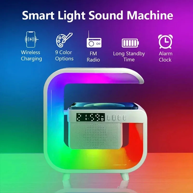 Multifunction Wireless Charger Stand Bluetooth 5.0 Speaker Fm Tf Rgb Night Light Fast Charging Station For Samsung Iphone Xiaomi