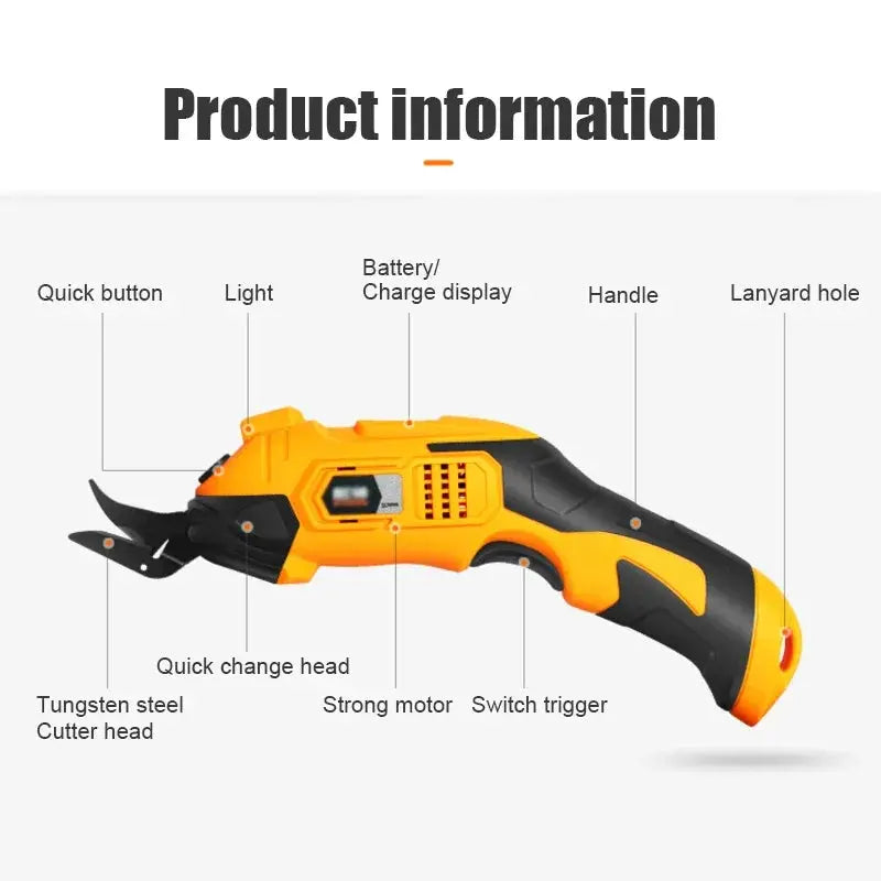 Wireless Battery Cutter Cloth Leather Cutting Tools Fabric Rechargeable Electric Scissors Tungsten steel cutter head Torange