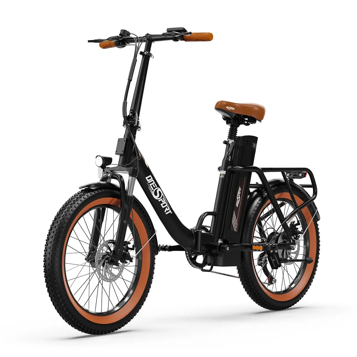 ONESPORT OT16-2 Folding E-Bike, 20'' Tires, 250W Motor, 48V 17Ah Battery, Shimano 7-Speed, 25km/h, Disc Brakes Torange