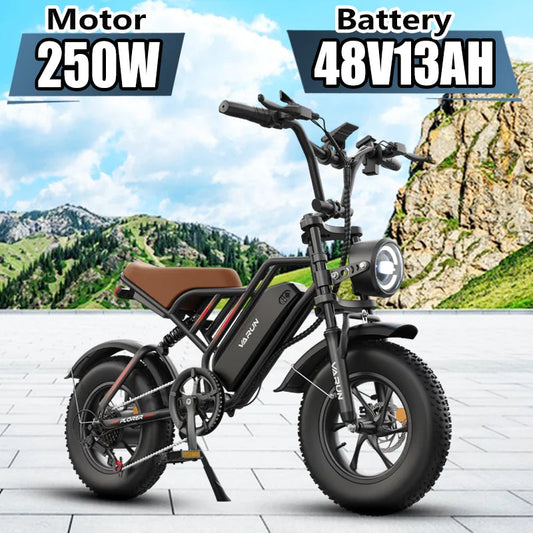 VARUN Plorer Adult E-bike 250W Motor 48V 13AH Battery Electric Bike 16 Inch Fat Tire E-Mountain Bike Off-Road Electric Bicycle Torange