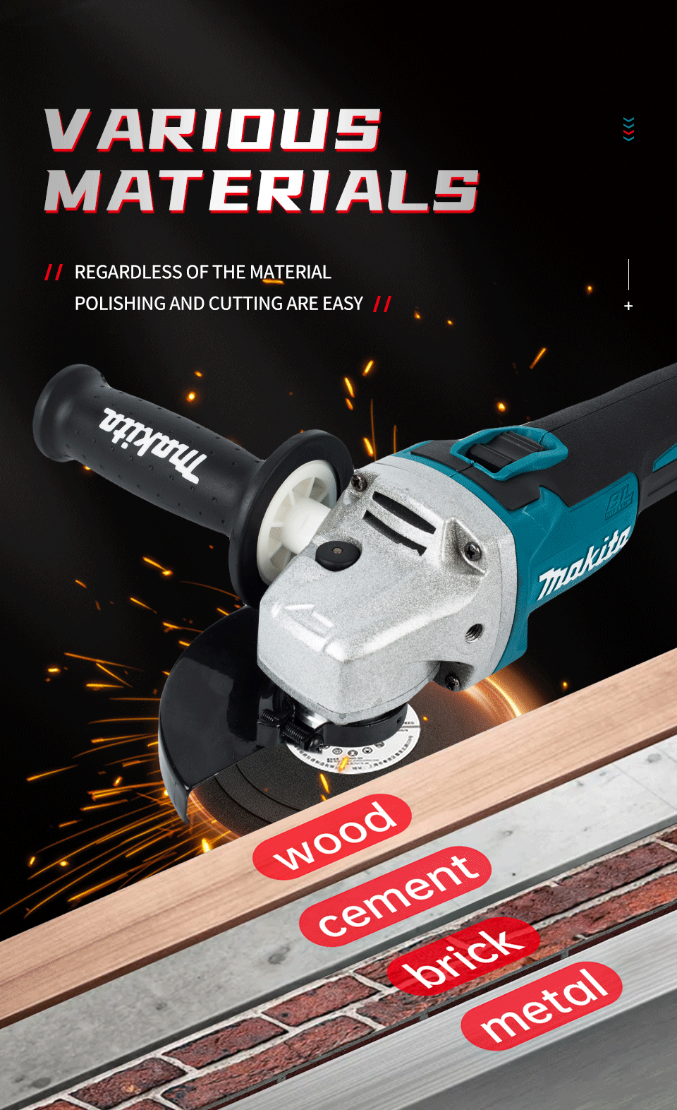 2025 Makita 18V DGA404 Brushless Lithium Electric Angle Grinder Rechargeable Cutting Machine High Power Polishing Machine