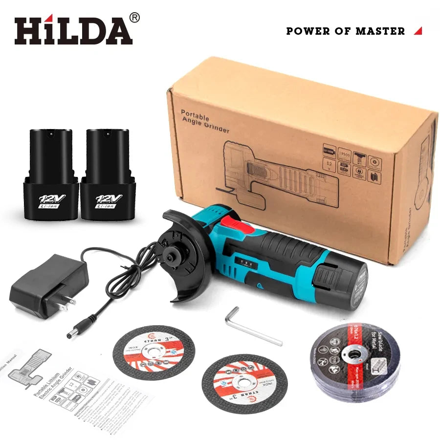HiLDA 12V/3 Inch Lithium Electric Angle Grinder Mini Small Household Handheld Cutting Machine Polishing Machine