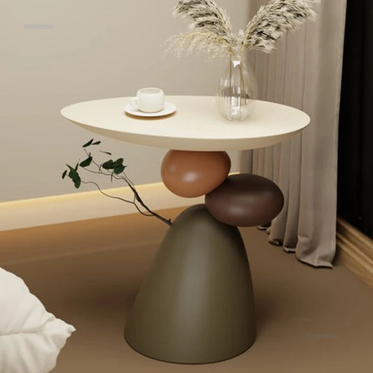 Cream-style Resin Furniture Coffee Table for Small Apartment High-end Design Side Table Light Luxury Home Sofa Corner Table