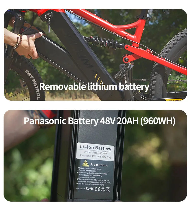 PH001 Electric Bicycles Peak 1000W Motor 48V 20AH Battery Off-Road VTT Electric Mountain Bike 27.5 Inch Fat Tire Electric Bikes