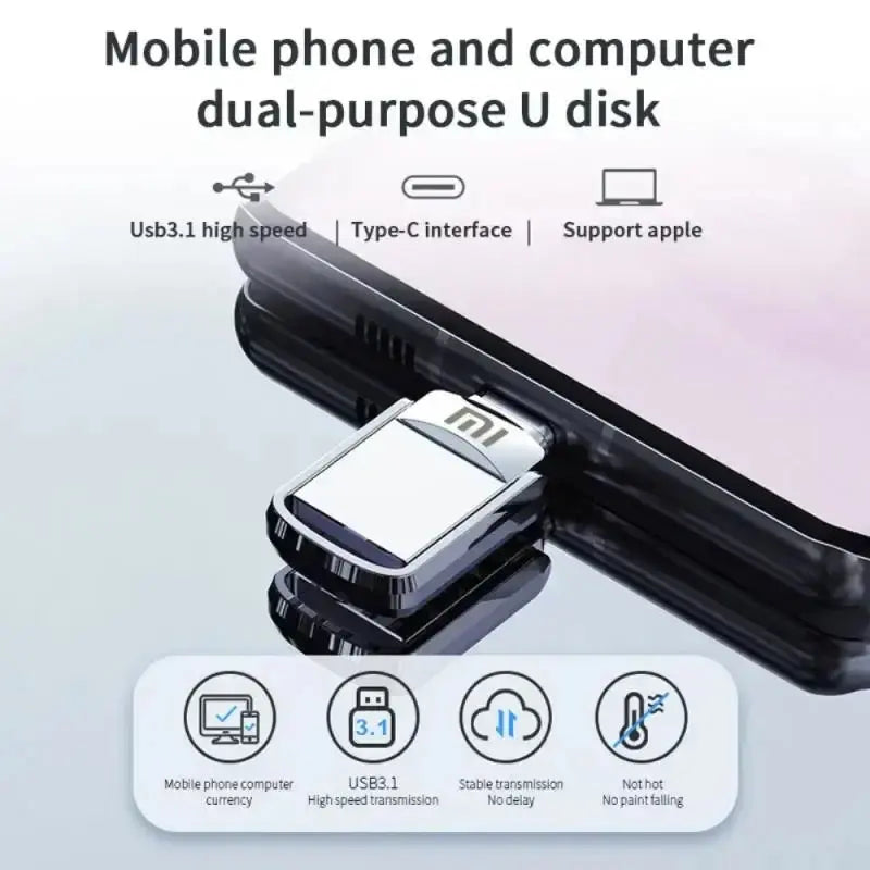 Xiaomi U Disk 2TB USB 3.1 Type-C Interface 1TB 256GB 128GB 512GB Mobile Phone Computer Mutual Transmission Portable USB Memory - Torange