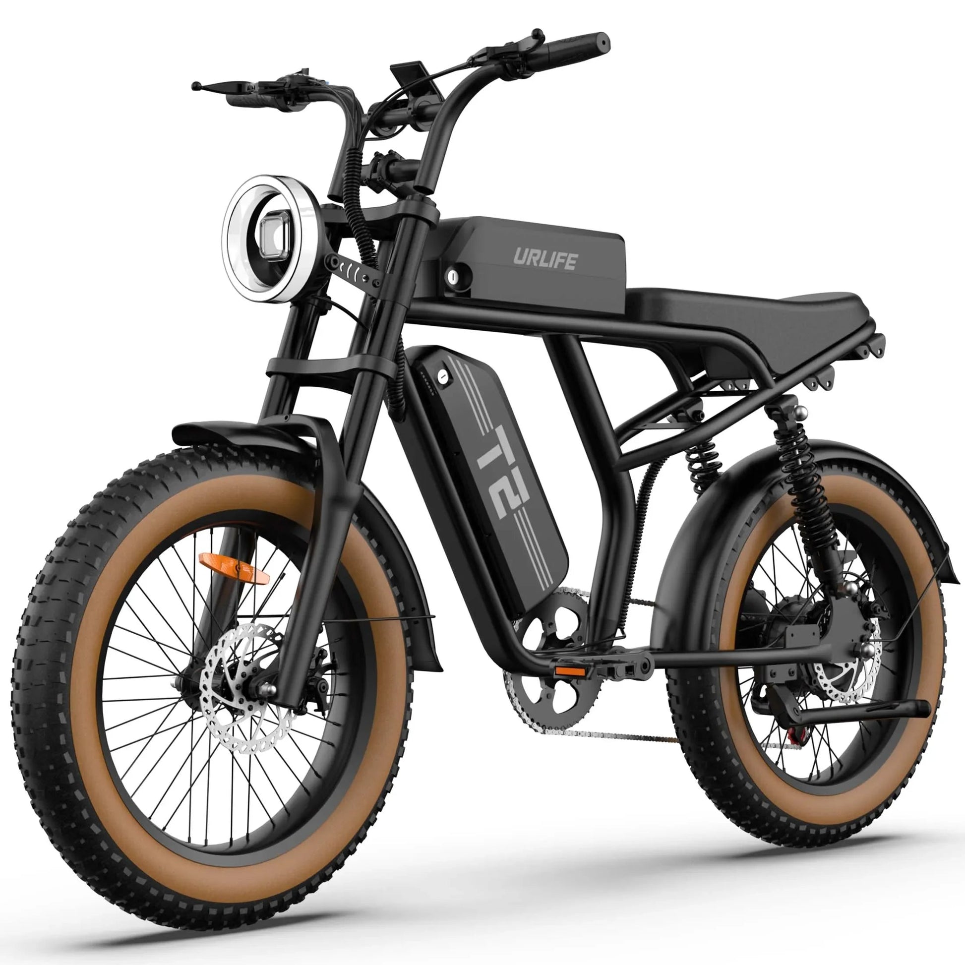 Electric Bike URLIFE T2 500W Motor 48V15.6AH Battery Adult Travel Electric Bicycle 20*4 In All Terrain Off-Road Fat Tire E-bike Torange