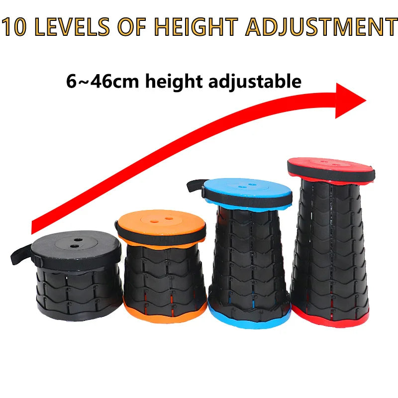 150KG Outdoor Telescoping Stool Portable Plastic Collapsible Folding Stool Seat Chair for Camping Fishing Height Adjustable
