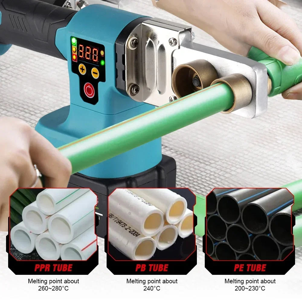 ONEVAN 1400W Cordless Plastic Welding Machine PE/PPR/PB/PPC Pipe Melter Pipe Welding Machine Max 320° For Makita 18v Battery