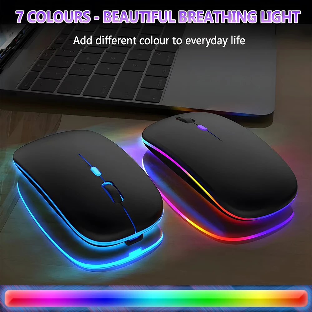 1600DPI Bluetooth Wireless Mouse Rechargeable RGB Backlight Mice Ergonomic Silent Gaming Mouse 2.4Ghz USB Receiver For Laptop PC