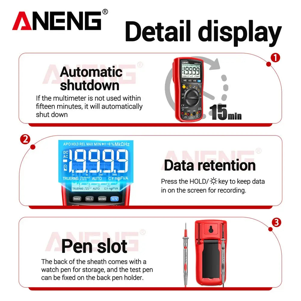 ANENG AN870 Digital Multimeter 19999 Counts True Rms Multimeters Transistor Tester Voltimetro Profesional Capacitance Meter Torange