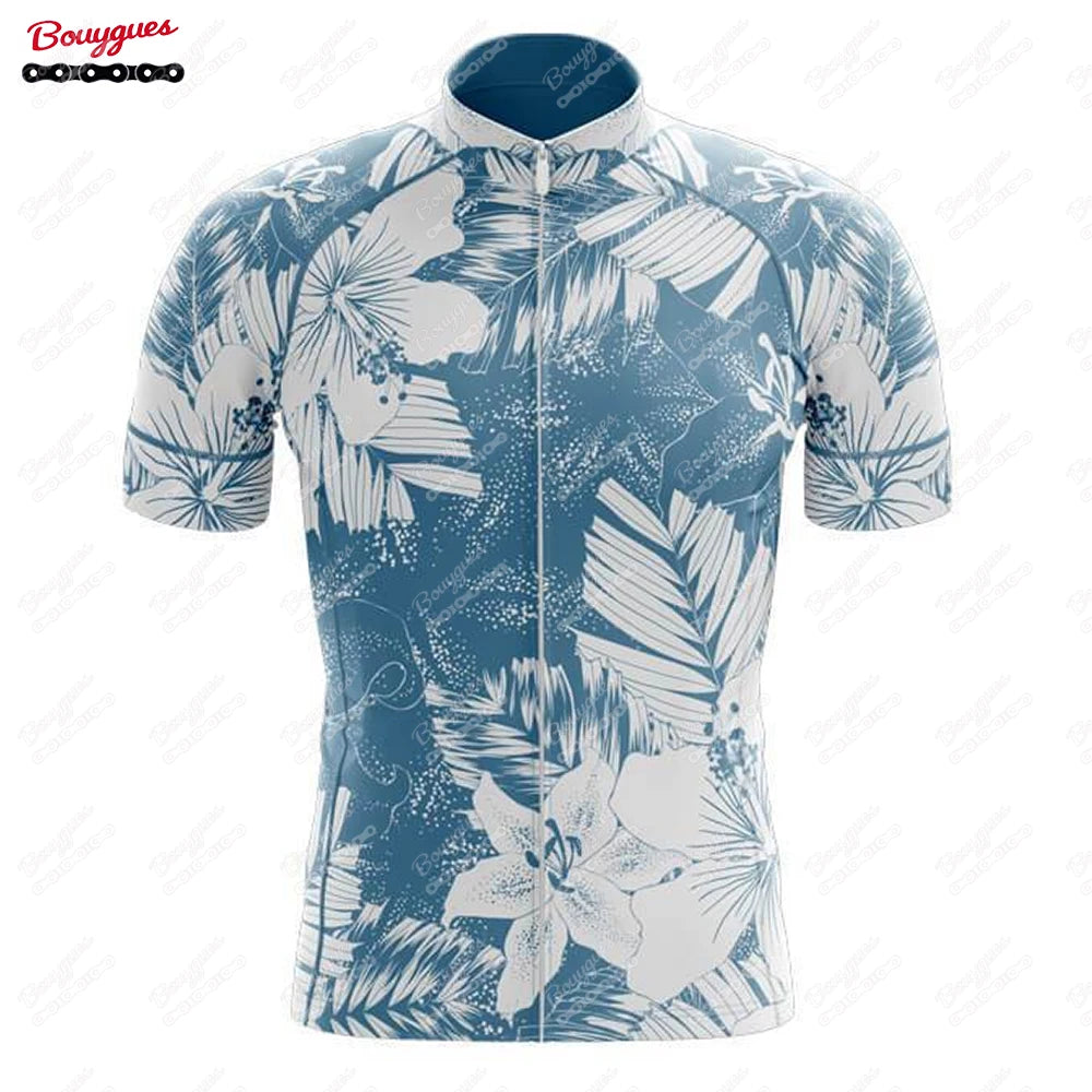 15 Styles Floral Cycling Jersey for Men Short Sleeve Reflective MTB Maillot Downhill Pro Team Mountain Bicycle Clothing Summer Torange