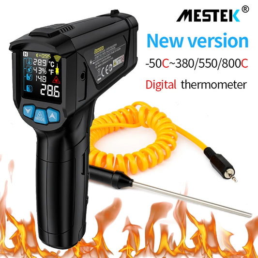 Digital Infrared Thermometer Laser Temperature Meter Non-contact Pyrometer Thermal Imager Hygrometer Color LCD Light Alarm