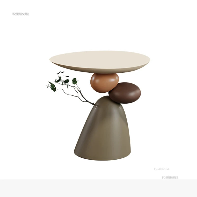 Cream-style Resin Furniture Coffee Table for Small Apartment High-end Design Side Table Light Luxury Home Sofa Corner Table
