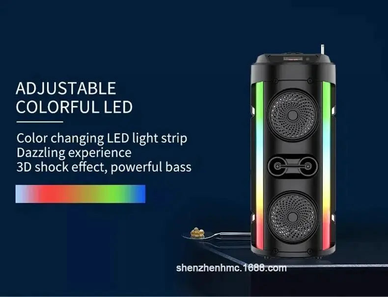 Portable Wireless Bluetooth Speaker Home Karaoke Speaker 3D Surround Sound Subwoofer Outdoor Solar Charging Speaker Music Center