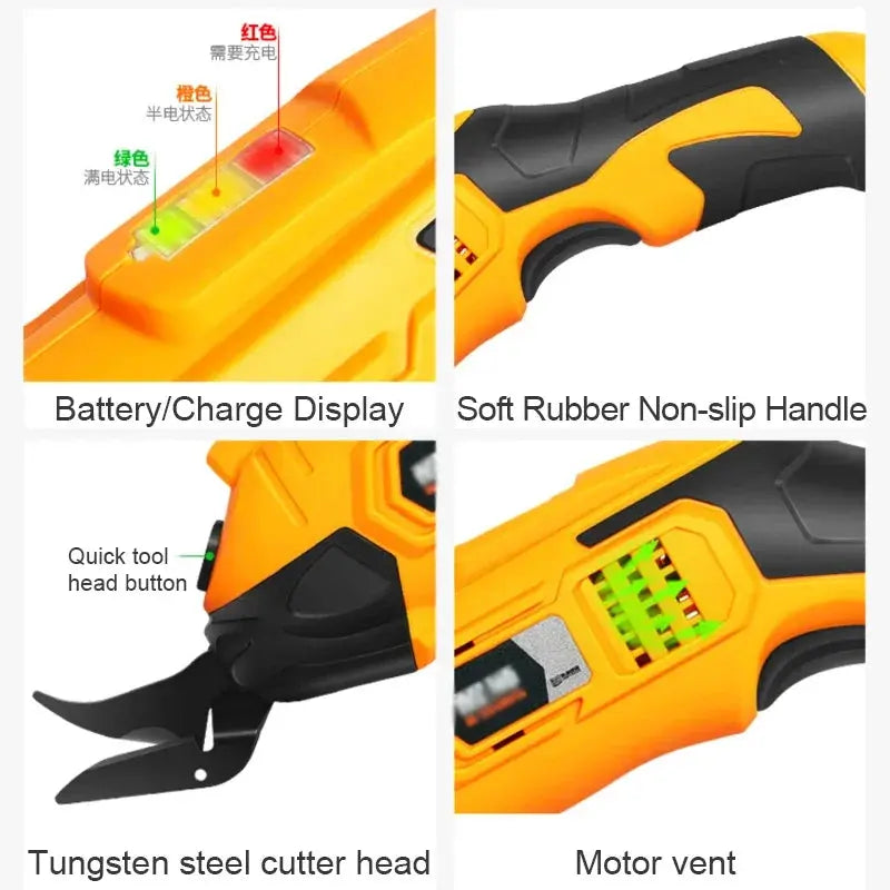 Wireless Battery Cutter Cloth Leather Cutting Tools Fabric Rechargeable Electric Scissors Tungsten steel cutter head Torange