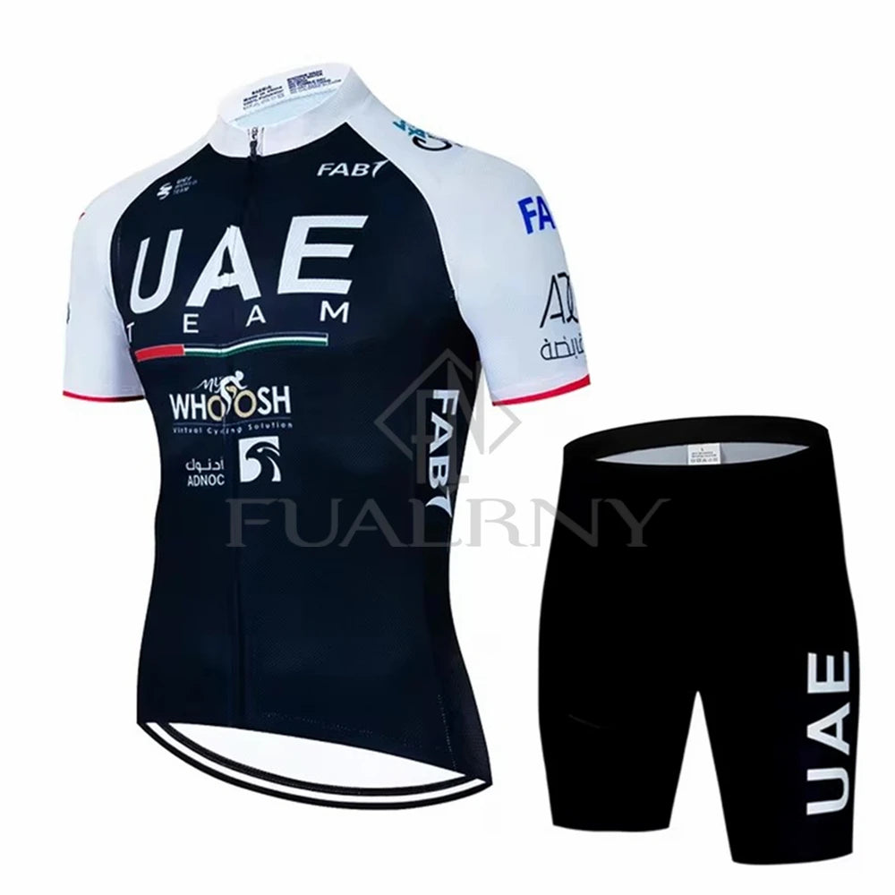 UAE Summer Cycling Jersey Set Men's Cycling Clothing Bicycle Short Sleeve Road Bike Clothes Suit Mtb Maillot Culotte Ciclismo Torange