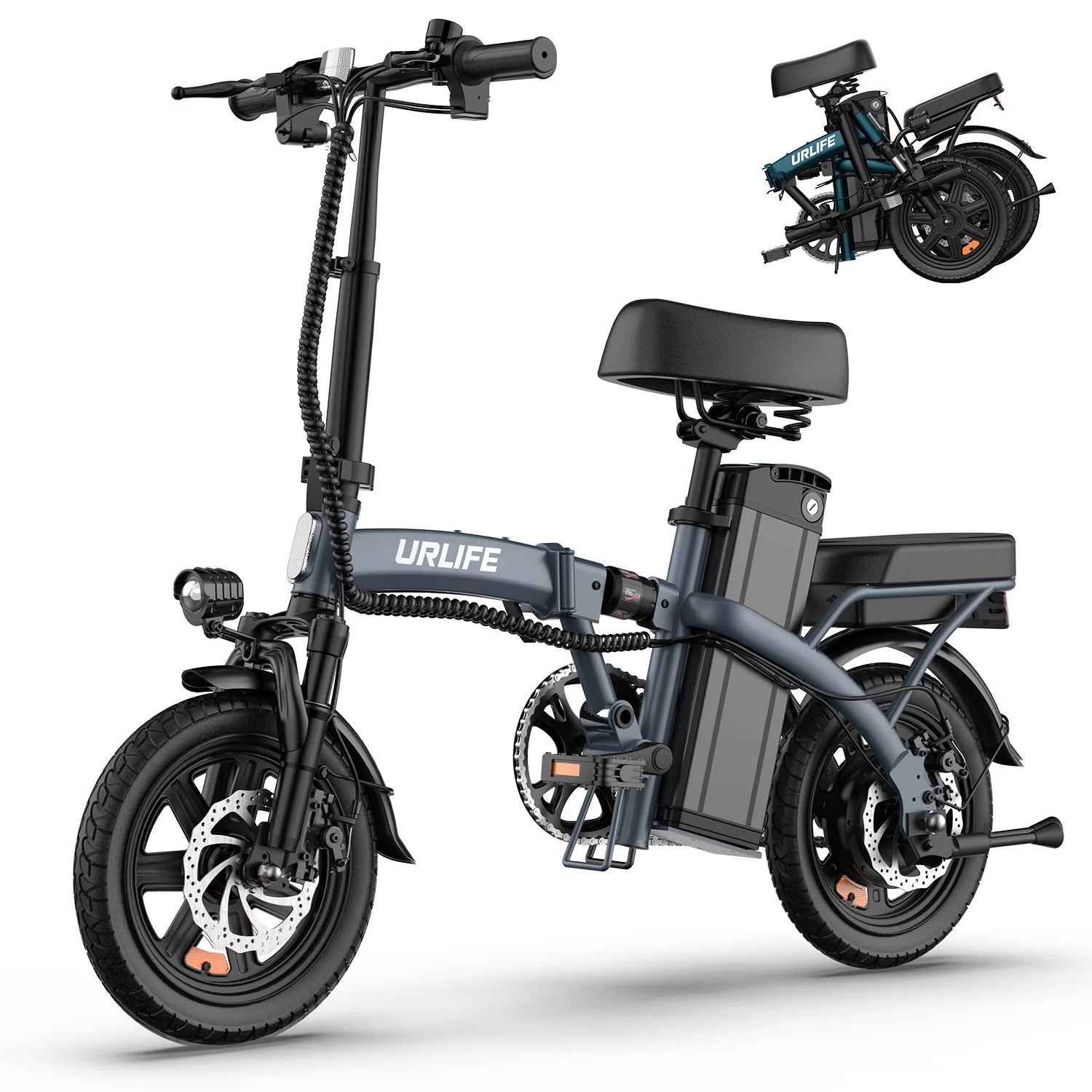 URLIFE F1L E-Bike 350W Brushless Motor 48V7.8AH Battery Adult Portable Electric Bike 14 In Tire City Commuting Electric Bicycle Torange