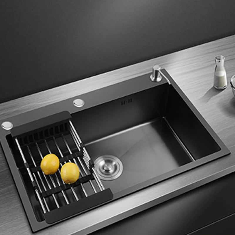 304 Stainless Steel Kitchen Sink Topmount Single Bowl Wash Basin For Home Fixture Drain Accessories Single Slot Kichen Sink