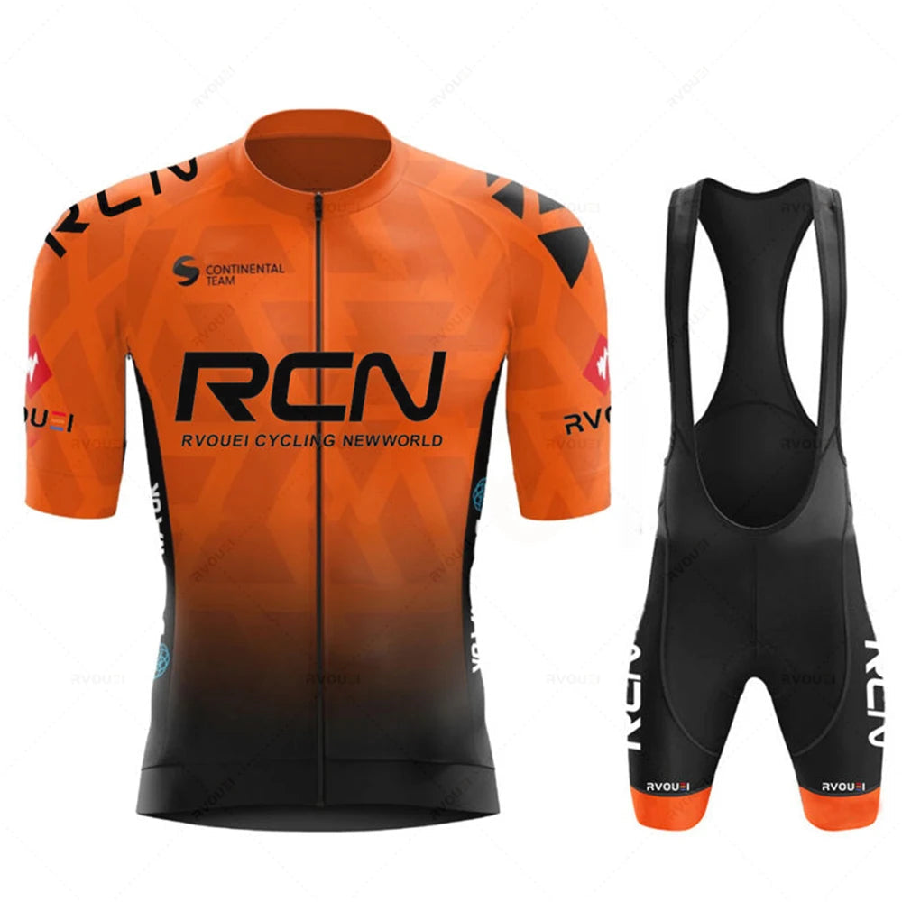 2026 Rvouei Team Cycling Jersey Set Summer Breathable Road Bicycle Suit Riding Uniform Bike MTB Clothing New Sports Cycling Kits Torange
