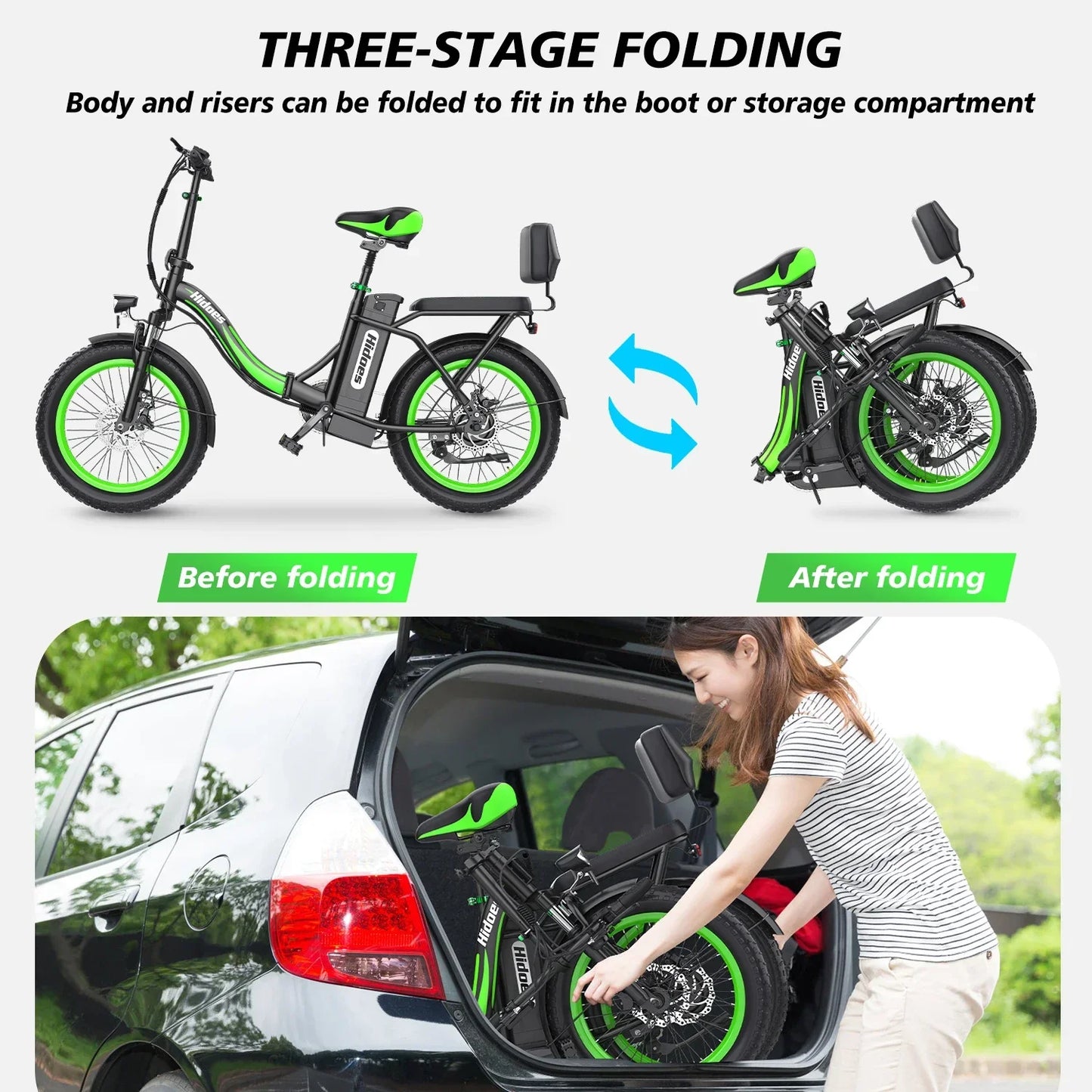 Hidoes C1 Electric Bike 750W Motor 48V13AH Lithium Battery All terrain Aldult E-bike 20-inch Tire City Folding Electric Bicycle