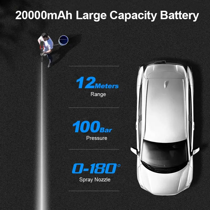 EAFC100Bar Portable High Pressure Washer Car Water Gun Lithium Battery Charging Cleaner for Garden Irrigation Spray Gun Home Gar Torange