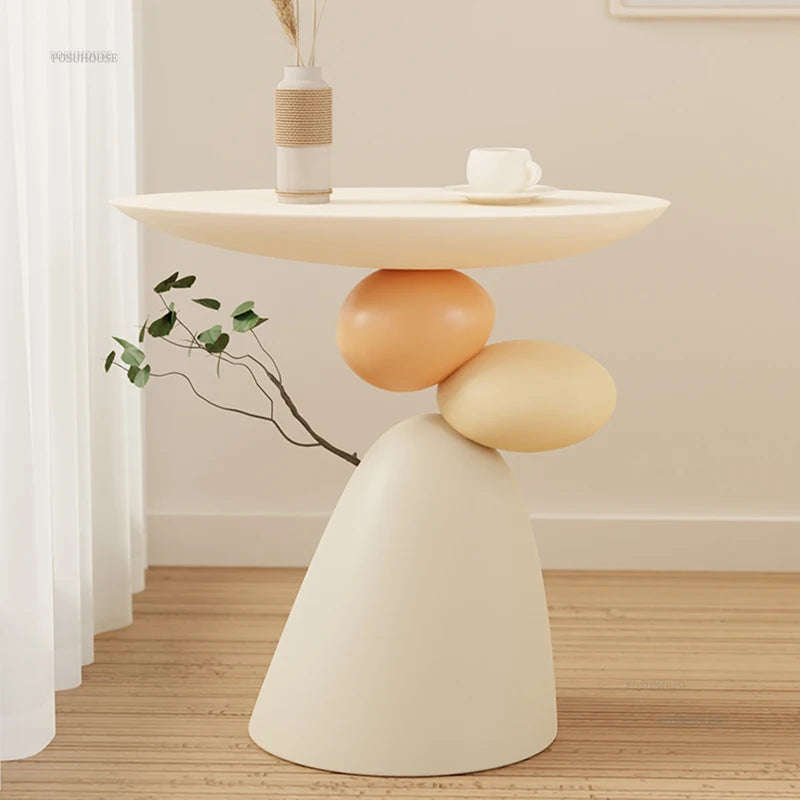 Cream-style Resin Furniture Coffee Table for Small Apartment High-end Design Side Table Light Luxury Home Sofa Corner Table