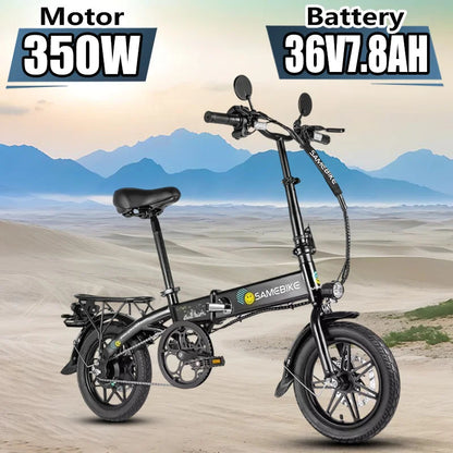 E-Bike SAMEBIKE YINYU14-T 350W Motor 36V7.8AH Lithium Battery City Commuting Electric Bicycle Adult 14 Inch Tire Electric Bi Torange